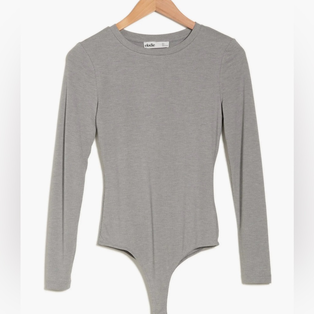 Grey Ribbed Soft Nordstrom Bodysuit Thong